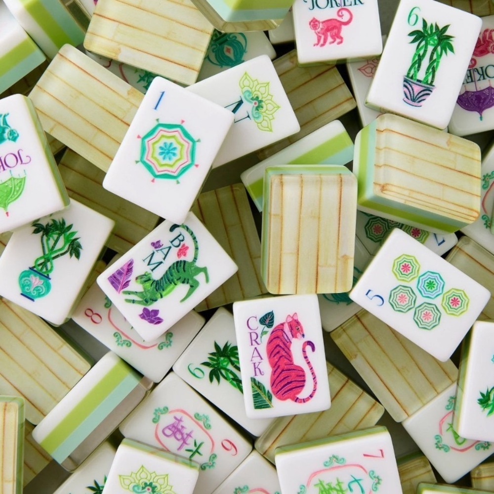 America mahjong Botanical Tropical Tile Set palm Bamboo Monkey Joker - Picture 3 of 13